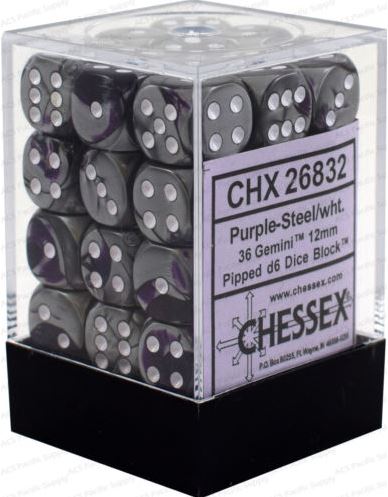 Chessex Gemini Purple Steel w/ White